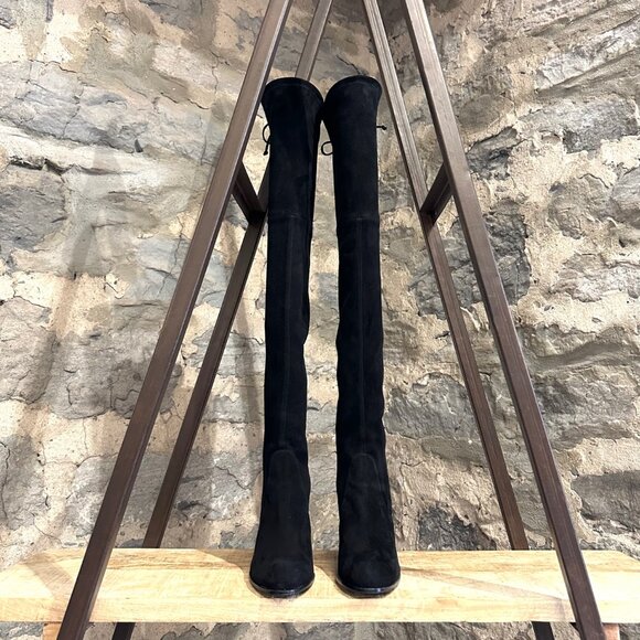 Stuart Weitzman Black Suede Highland Over The Knee Boots - Picture 3 of 12